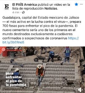 Apocalíptica imagen publicada por El País: Guadalajara tendrá el primer cementerio para víctimas del Covid-19