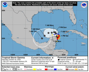 Inminente llegada de la tormenta tropical “Gamma” a la península