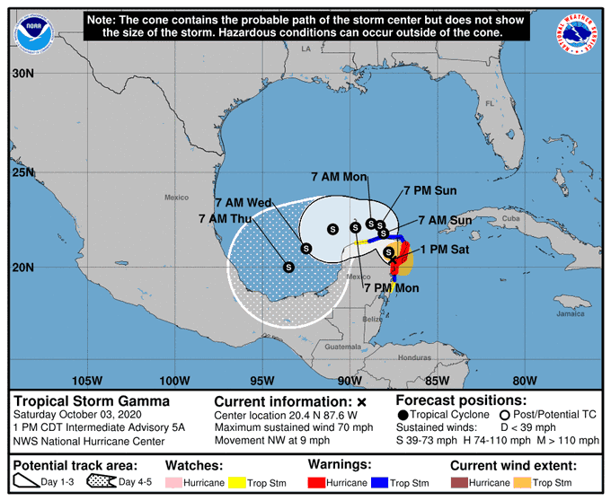 Inminente llegada de la tormenta tropical “Gamma” a la península
