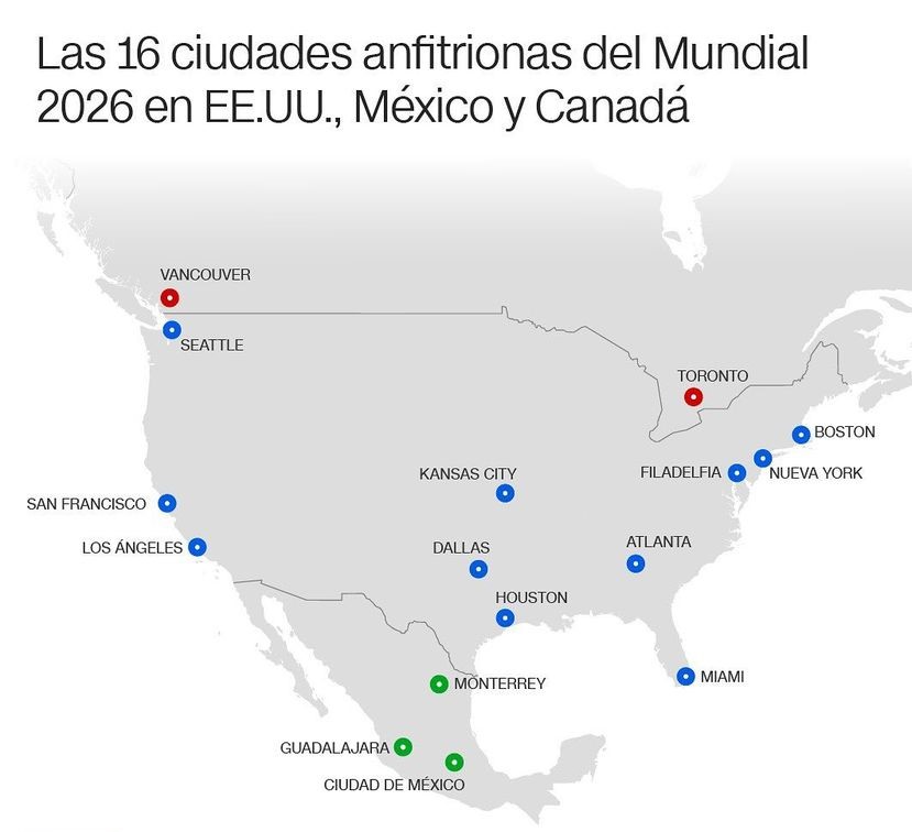 La FIFA anunció las ciudades de los partidos de la Copa del Mundo de Estados Unidos, México y Canadá en 2026