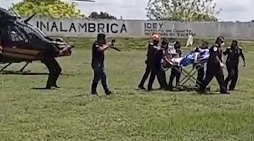 Joven con graves problemas de embarazo es trasladada en el helicóptero de la SSP desde Tizimín a Mérida