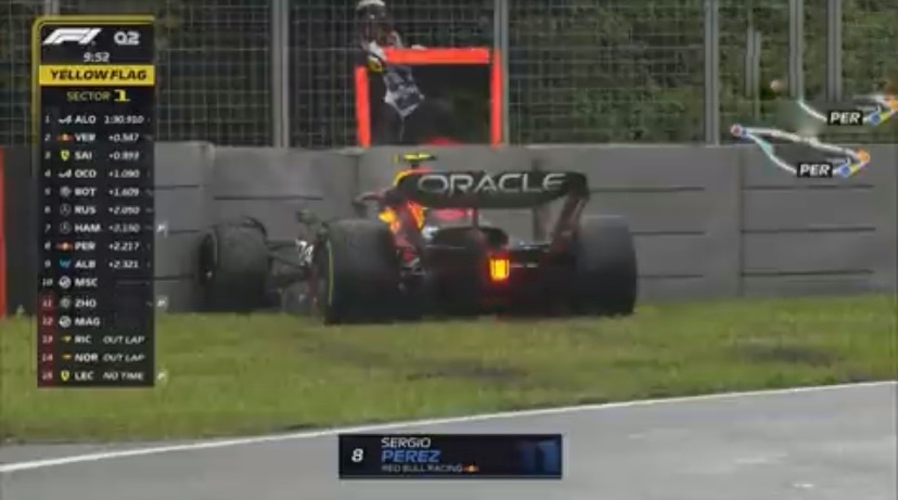 Checo Pérez sufre choque y abandona la qualy del GP de Canadá