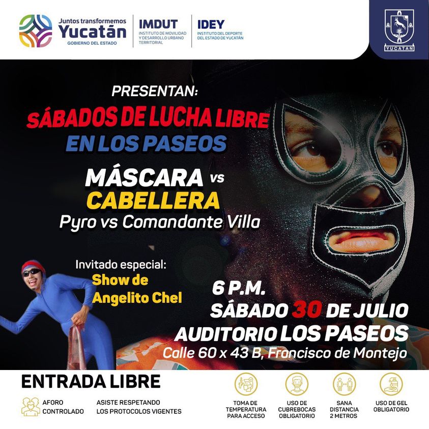 Invitan a disfrutar este sábado de un encuentro de Lucha Libre en Los Paseos
