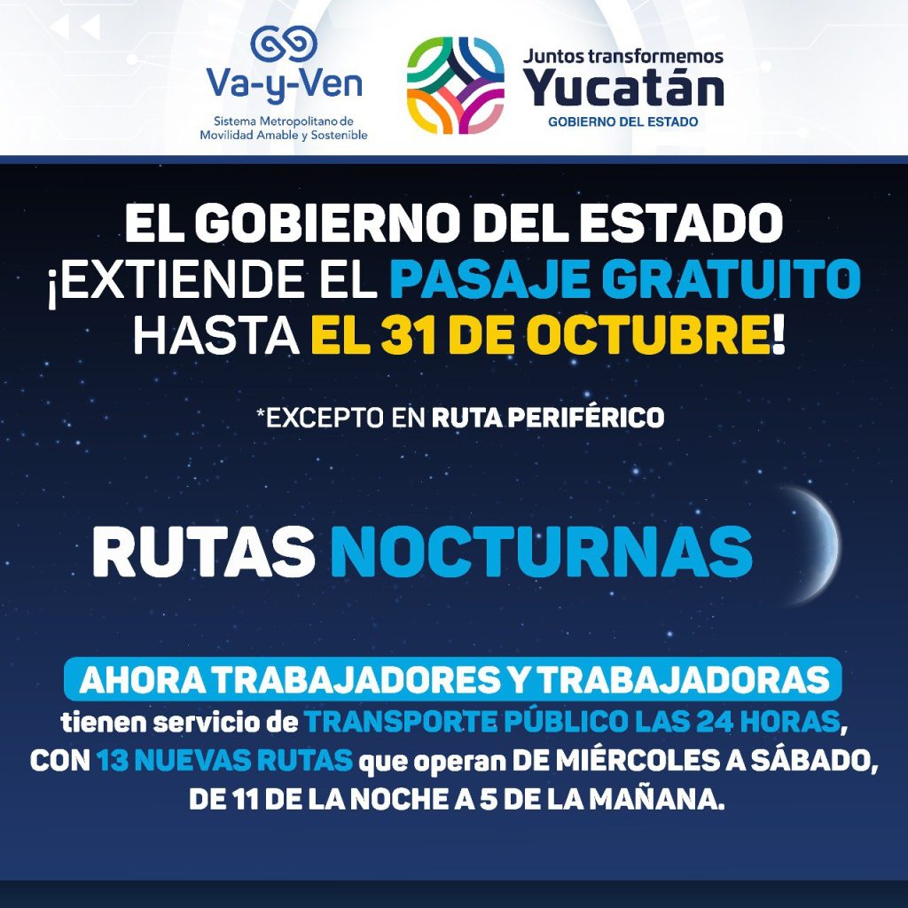 El servicio de Rutas Nocturnas del sistema de transporte “Va y ven” seguirá siendo gratuito durante todo el próximo mes de octubre