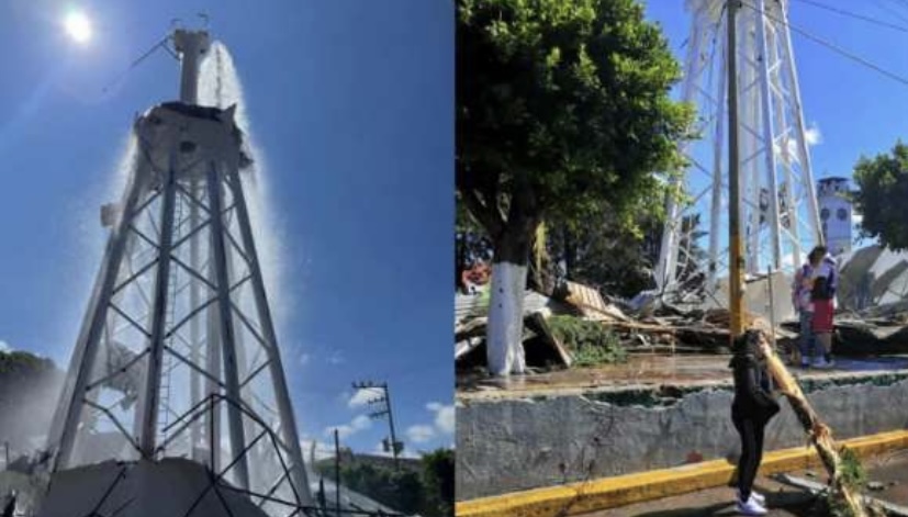 Colapsa el recién inaugurado  tanque de agua y corren a “pedradas” a presidenta municipal morenista de Texmelucan 