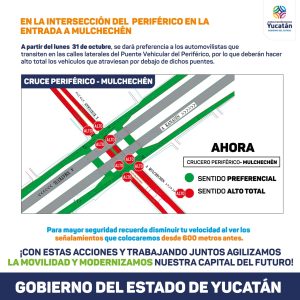 Este viernes 28 arrancará el cambio de vialidad en el Periférico de Mérida con la calle 42 Sur