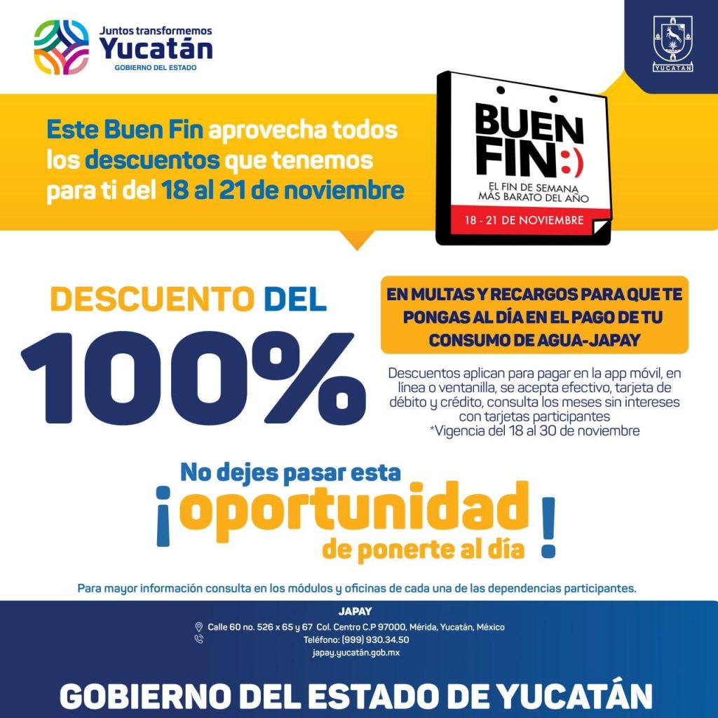 Invitan a la poablación yucateca para que aproveche los descuentos del Buen Fin en varias dependencias