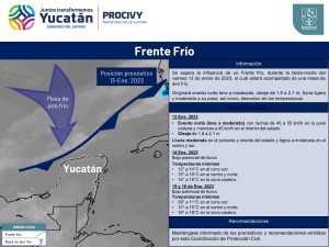 Anticipa Procivy frente frío y descenso importante de temperatura, este fin de semana