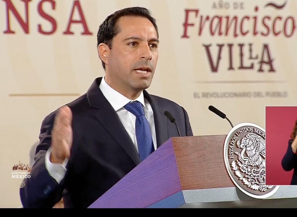 Vila Dosal participa en la conferencia matutina de Palacio Nacional y expone los  avances del Tren Maya, proyectos estratégicos y del sistema de transporte     