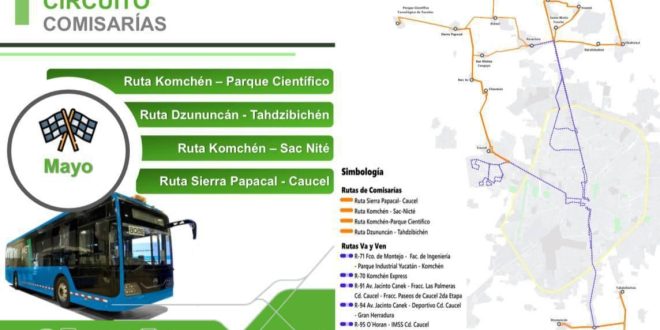 Comisarías de Mérida tendrán servicio de transporte público  Va y Ven, a partir de mayo