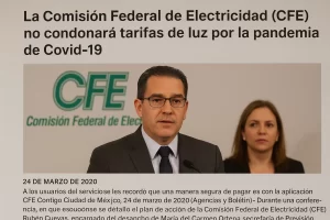 Conferencia de CFE sobre tarifas de luz durante la pandemia
