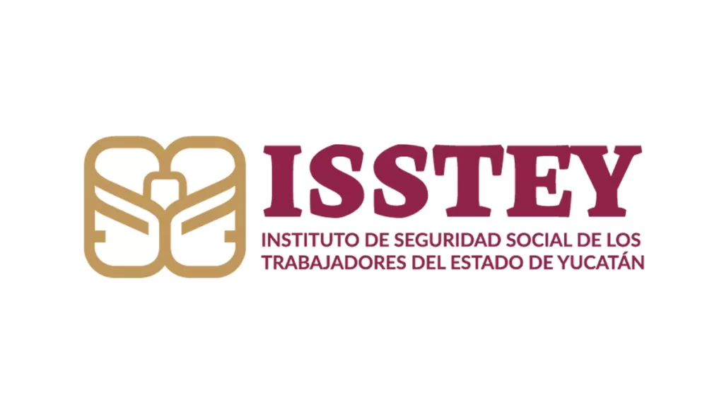 Logo del Instituto de Seguridad Social de los Trabajadores del Estado de Yucatán ISSTEY con símbolo dorado y texto en rojo